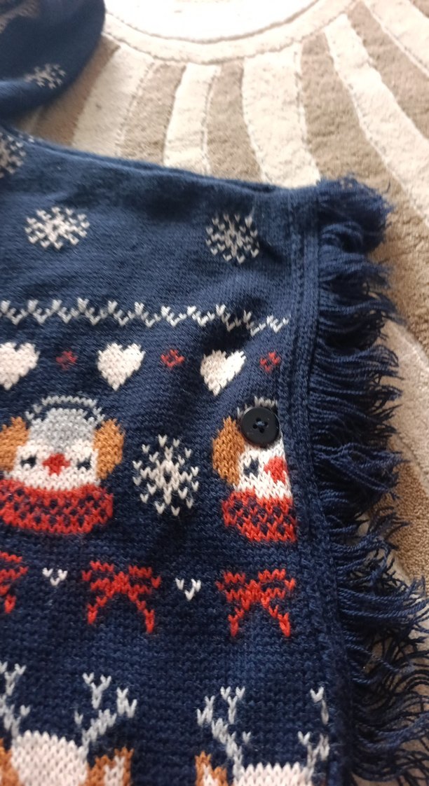 Kız Çocuk Çok Renkli Nakışlı Örgü Panço - Görsel 3