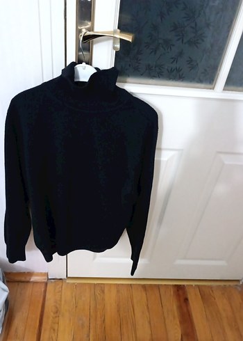 Siyah Kadın Boğazlı İnce Triko - Görsel 6