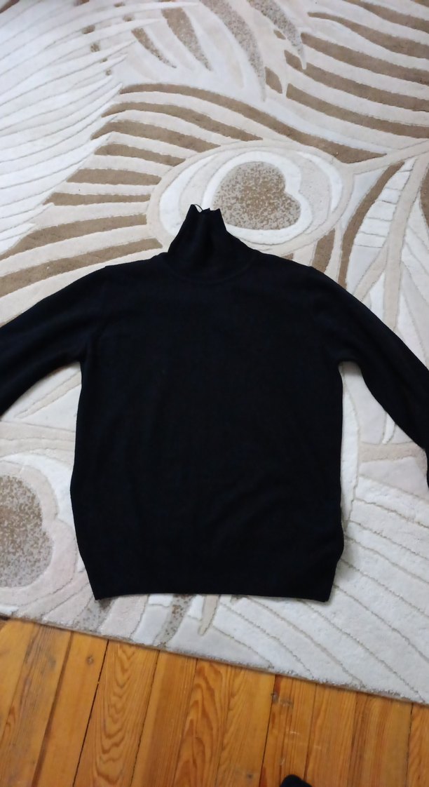 Siyah Kadın Boğazlı İnce Triko - Görsel 2