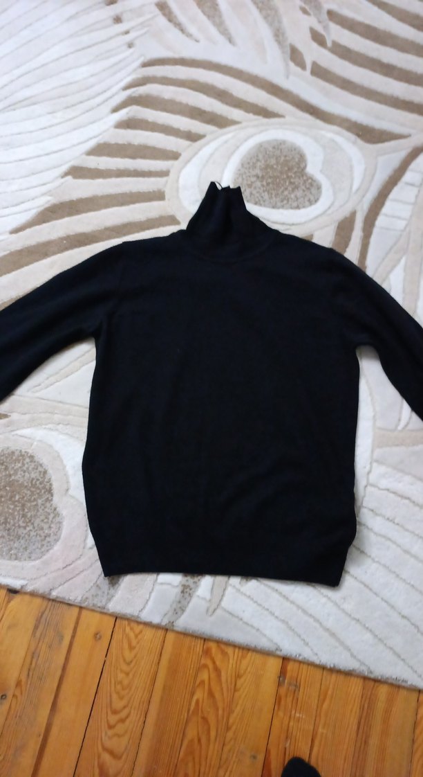 Siyah Kadın Boğazlı İnce Triko - Görsel 3