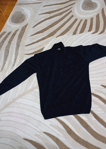 Siyah Erkekyarim bogazliTriko Kazak - Görsel 2