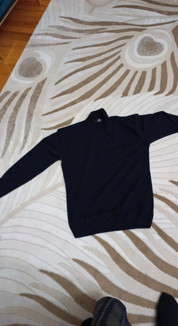 Siyah Erkekyarim bogazliTriko Kazak - Görsel 2