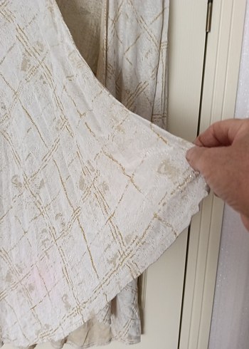 Uzun Bej Nakışlı Bohem Keten Hırka - Görsel 3