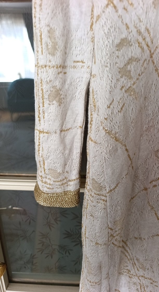 Uzun Bej Nakışlı Bohem Keten Hırka - Görsel 4