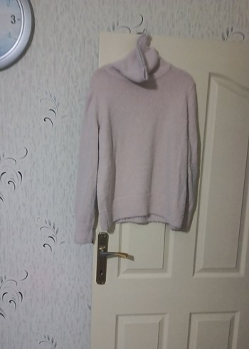 Kadıntoz pudra. rengiBoğazlı Örgü Kazak - Görsel 2