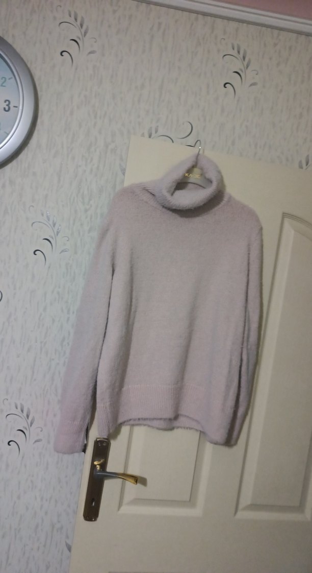 Kadıntoz pudra. rengiBoğazlı Örgü Kazak - Görsel 5