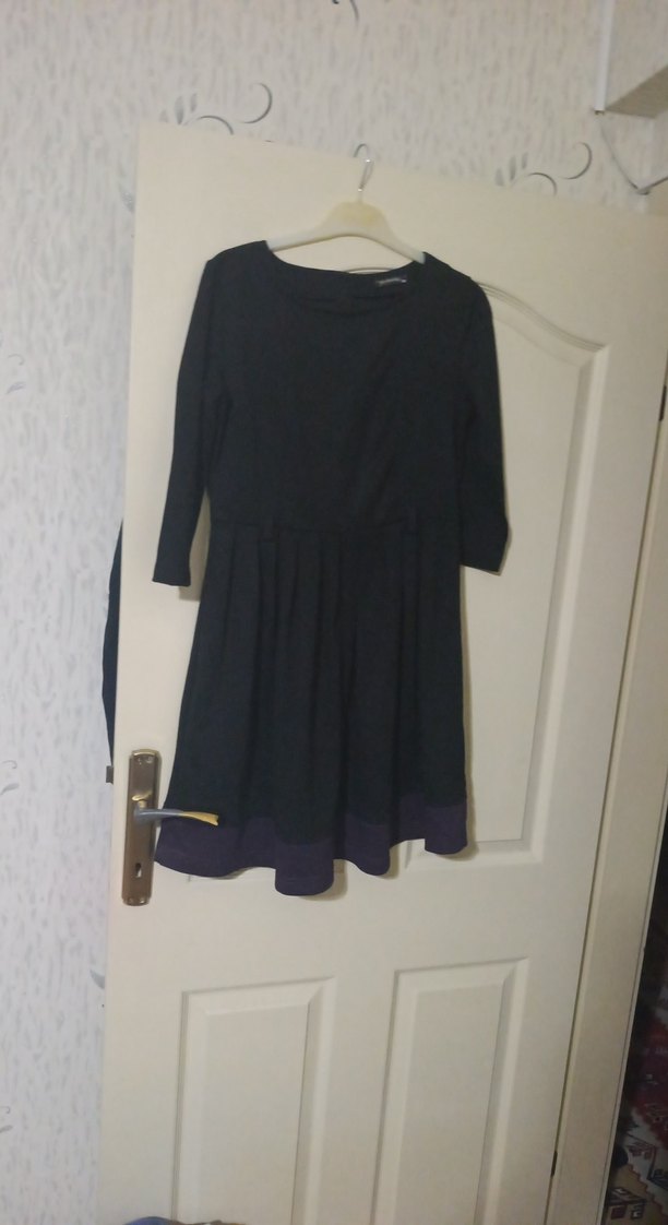 Siyah Midi Piliseli Uzun Kollu Kadın Elbise - Görsel 2