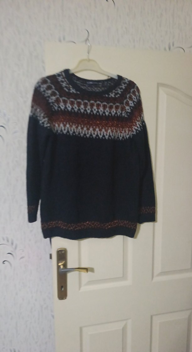 Bohem Çok Renkli Örgü Kadın Kazak - Görsel 2