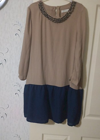 Bej ve Lacivert Hamile Tunik, Uzun Kollu - Görsel 2