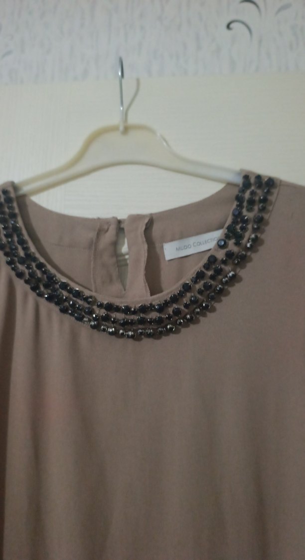 Bej ve Lacivert Hamile Tunik, Uzun Kollu - Görsel 3