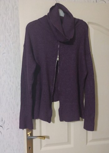 Mor Yünlü Yüksek Yakalı Kadın Kazak - Görsel 4