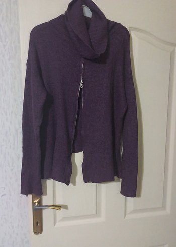 Mor Yünlü Yüksek Yakalı Kadın Kazak - Görsel 3