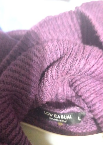 Mor Yünlü Yüksek Yakalı Kadın Kazak - Görsel 6