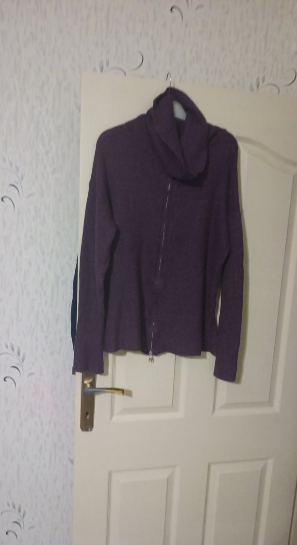 Mor Yünlü Yüksek Yakalı Kadın Kazak - Görsel 2