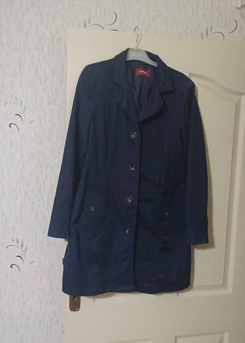 Düğmeli Lacivert Midi Denim Kadın Kaban - Görsel 3