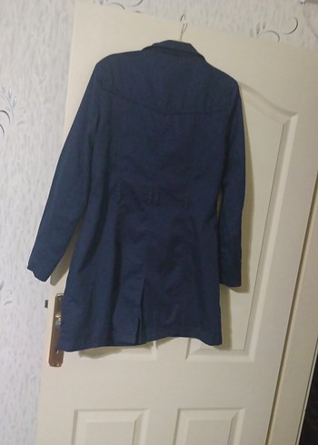 Düğmeli Lacivert Midi Denim Kadın Kaban - Görsel 5