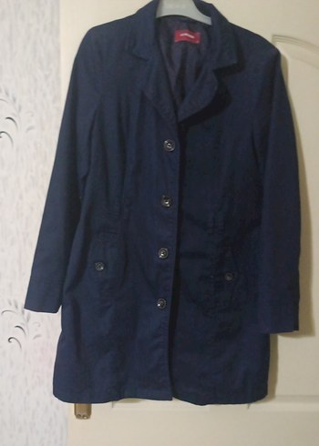 Düğmeli Lacivert Midi Denim Kadın Kaban - Görsel 2