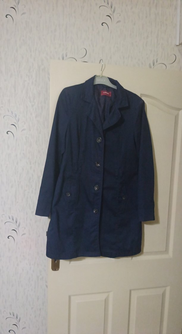 Düğmeli Lacivert Midi Denim Kadın Kaban - Görsel 3