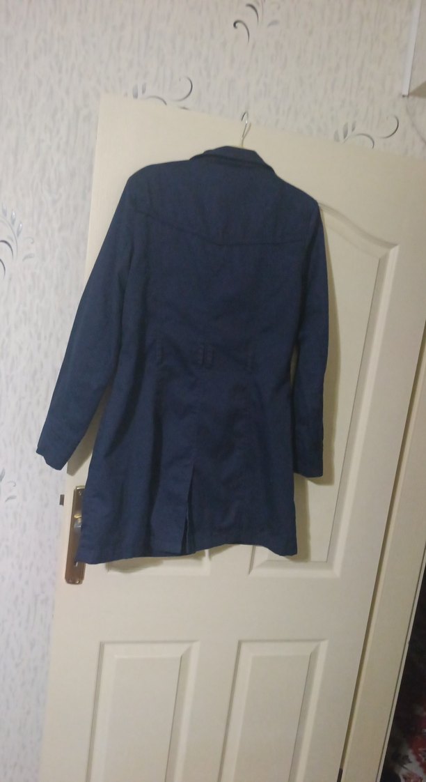 Düğmeli Lacivert Midi Denim Kadın Kaban - Görsel 5