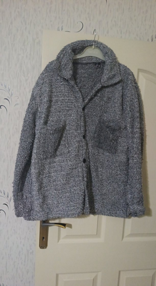 Düğmeli Gri Kadın Midi Ceket - Görsel 2