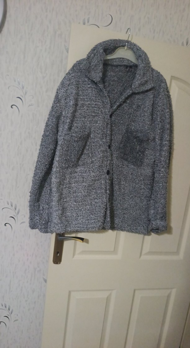 Düğmeli Gri Kadın Midi Ceket - Görsel 3