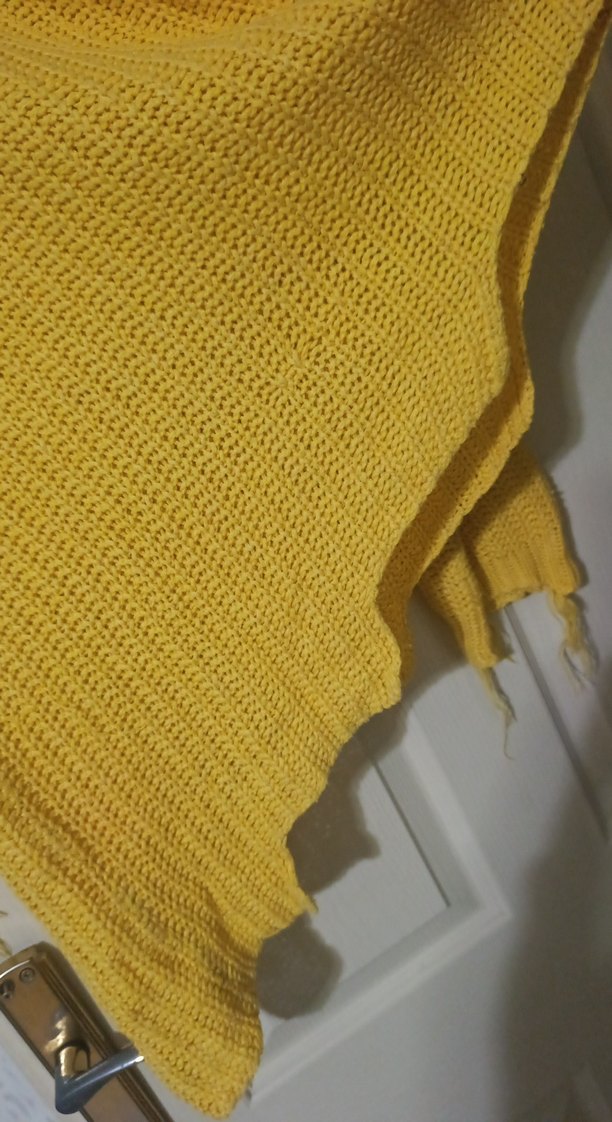 Sarı Örgü Boğazlı Salaş Kadın Kazak - Görsel 3