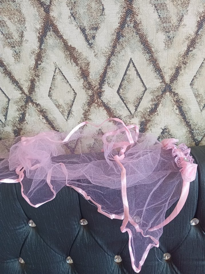 Pembe Dantel İşlemeli Gotik Saç Aksesuarı - Görsel 2