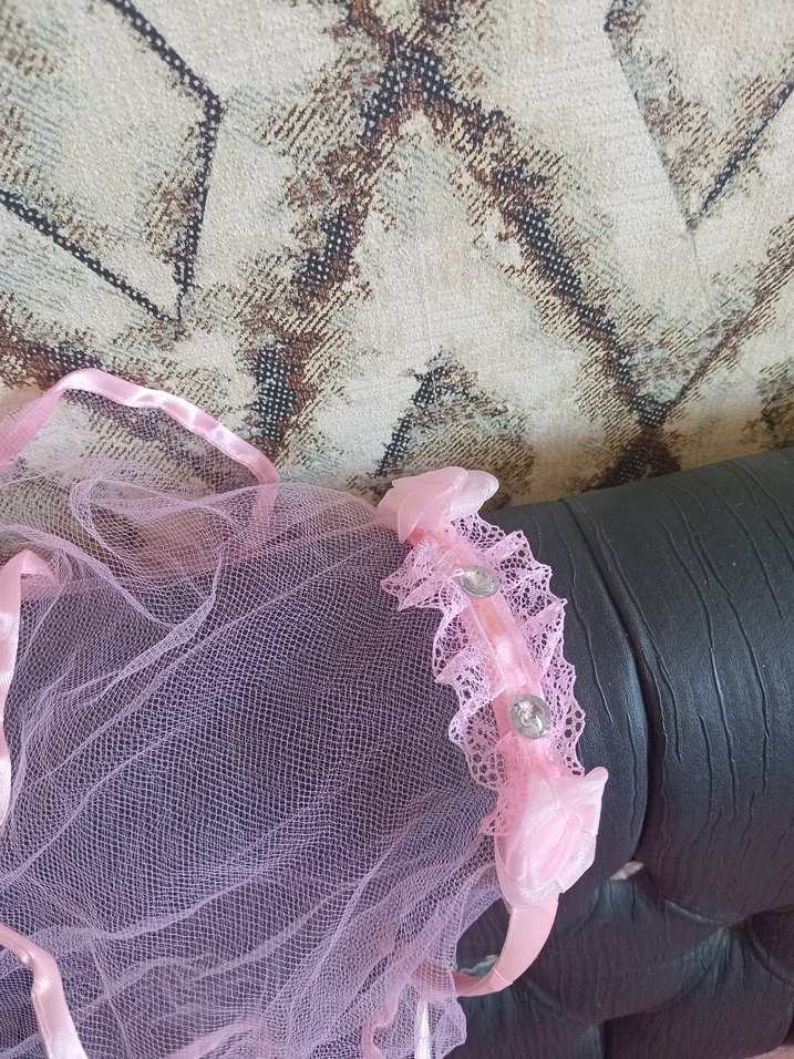 Pembe Dantel İşlemeli Gotik Saç Aksesuarı - Görsel 3