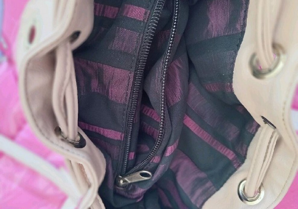 Bej Zincir Detaylı Kadın Deri Çanta - Görsel 5