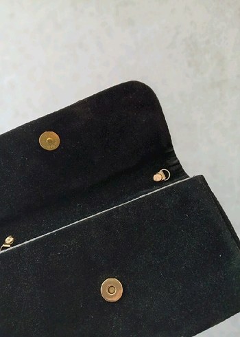 Siyah Süet Tokalı Kadın Portföy Çanta - Görsel 2