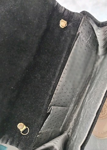 Siyah Süet Tokalı Kadın Portföy Çanta - Görsel 3