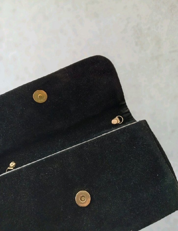 Siyah Süet Tokalı Kadın Portföy Çanta - Görsel 2