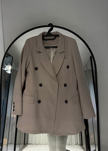 Zara Bej Cift Sirali Uzun Kollu Blazer Ceket