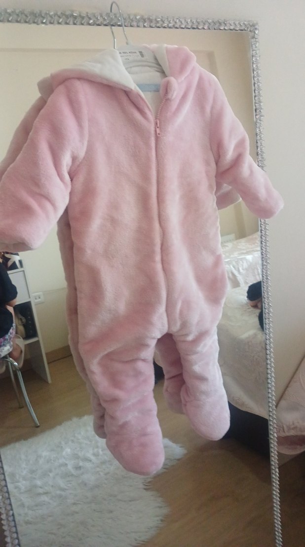 Pembe Kürklü Bebek Kız Tulumu - Görsel 4