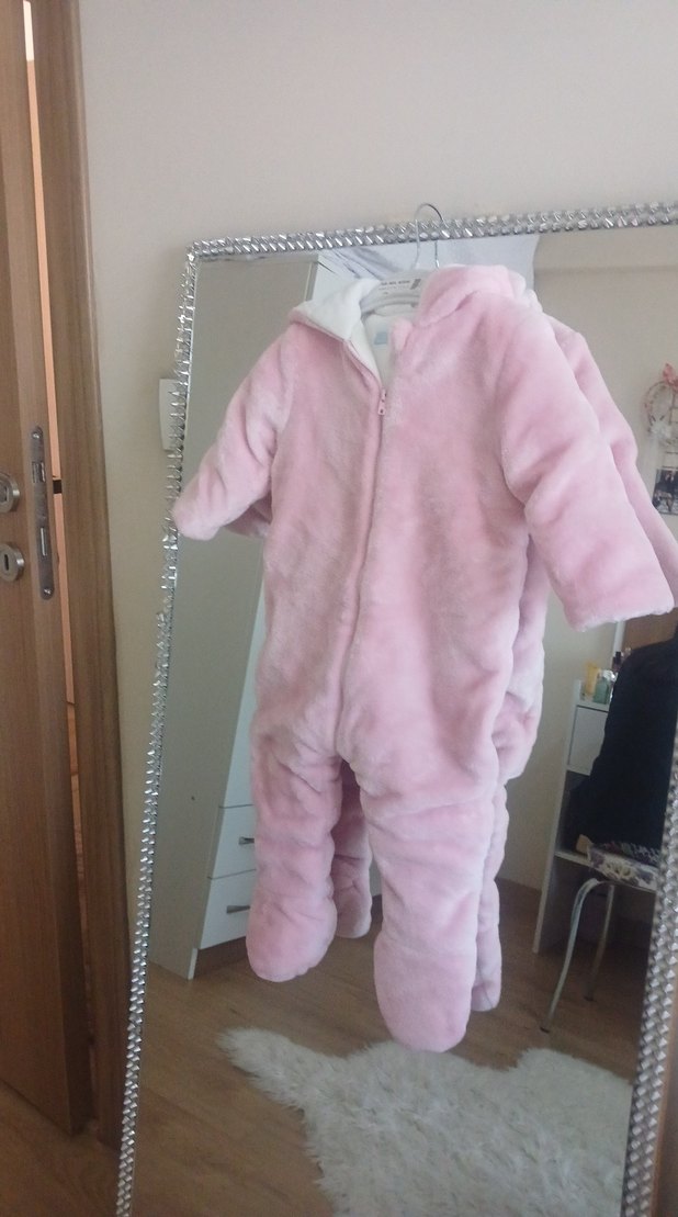 Pembe Kürklü Bebek Kız Tulumu - Görsel 2