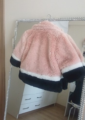 Peluş Detaylı Pembe Kız Çocuk Mont - Görsel 4