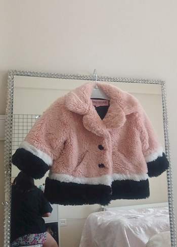 Peluş Detaylı Pembe Kız Çocuk Mont - Görsel 3