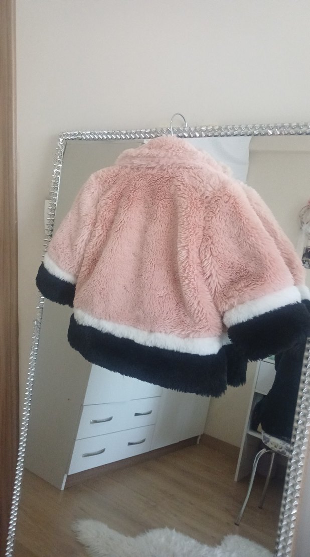 Peluş Detaylı Pembe Kız Çocuk Mont - Görsel 4