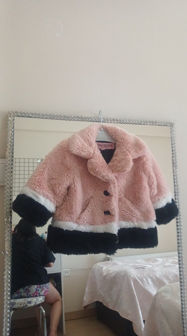 Peluş Detaylı Pembe Kız Çocuk Mont - Görsel 3