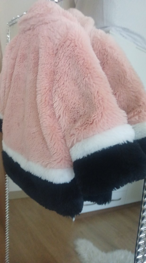 Peluş Detaylı Pembe Kız Çocuk Mont - Görsel 5