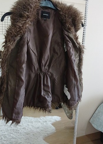 Kahverengi Suni Kürklü Kadın Süet Yelek - Görsel 7