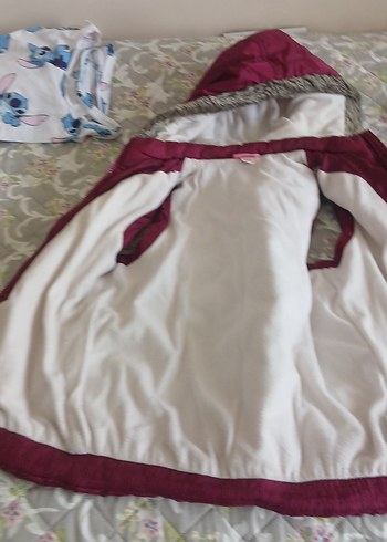 Bordo Kürklü Kız Çocuk Kapüşonlu Yelek - Görsel 7