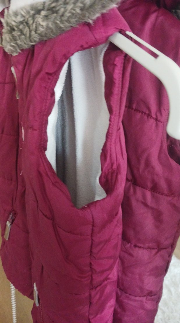 Bordo Kürklü Kız Çocuk Kapüşonlu Yelek - Görsel 3