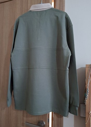 Gri Düğmeli Oversize Sweatshirt - Görsel 5