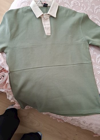 Gri Düğmeli Oversize Sweatshirt - Görsel 6