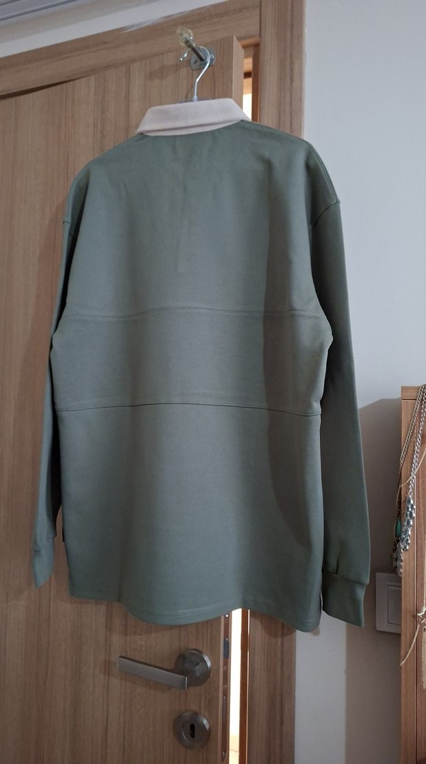 Gri Düğmeli Oversize Sweatshirt - Görsel 5