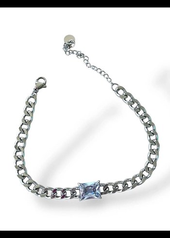 Çelik Gri Zincir Detaylı Kadın Bileklik - Görsel 2