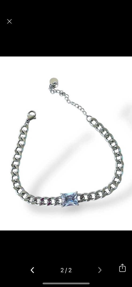 Çelik Gri Zincir Detaylı Kadın Bileklik - Görsel 2