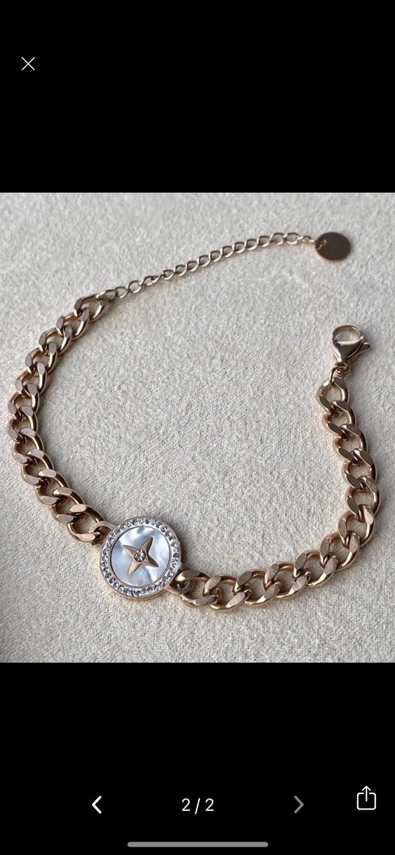 Zincir çelik  Detaylı Parlak Altın Kadın Bileklik - Görsel 2