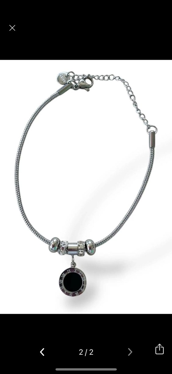 Siyah Çelik  Taşlı Kadın Bileklik - Görsel 2